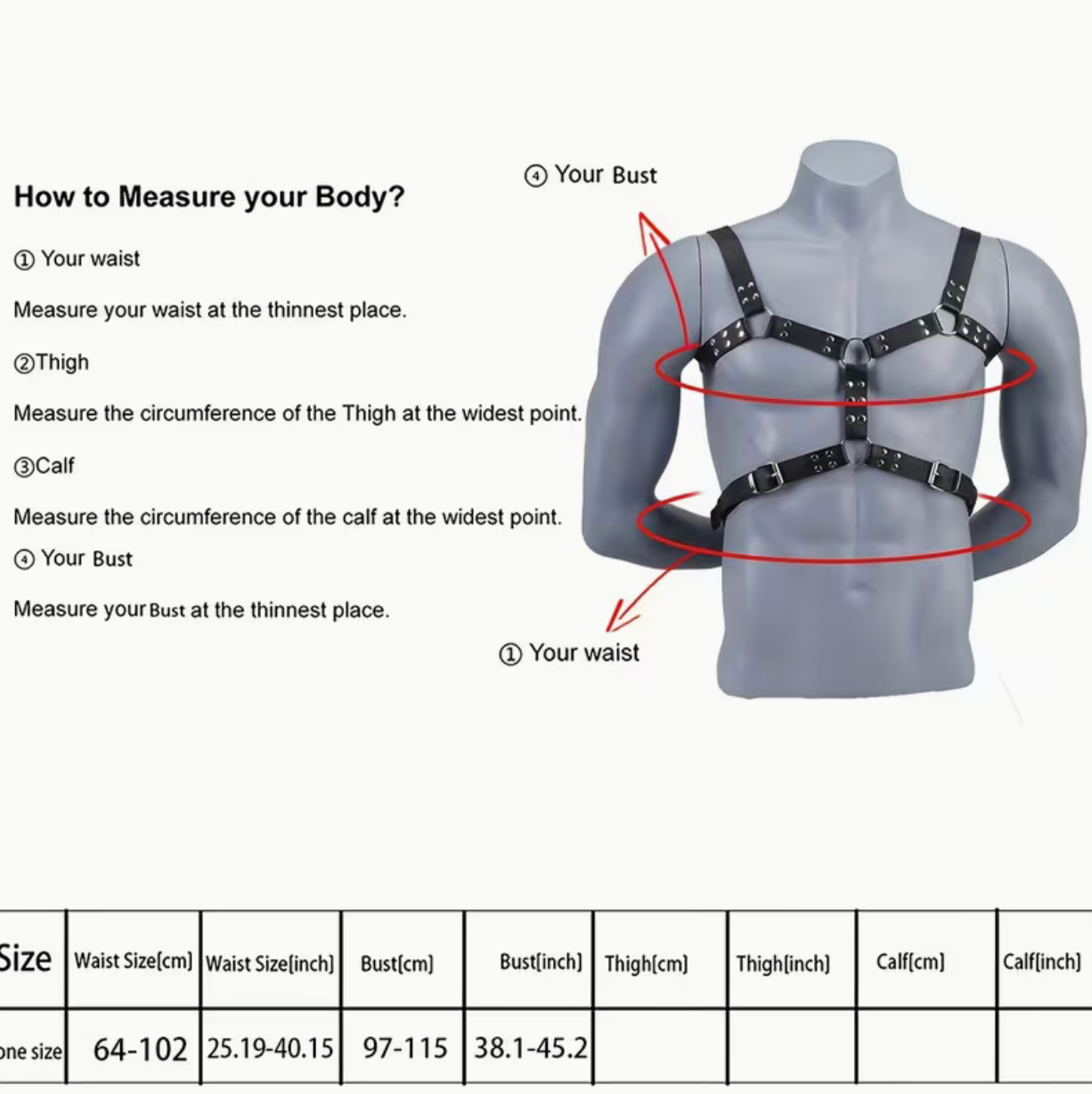 ARNÉS CORPORAL MASCULINO AJUSTABLE CON ANILLOS METÁLICOS – HARNESS ESTILO BDSM NEGRO