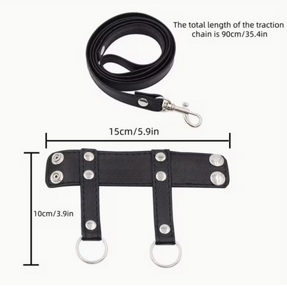 ARNÉS AJUSTABLE PARA HOMBRE CON CORREAS EL OBEDIENTE + CADENA DE SUJECIÓN 90CM