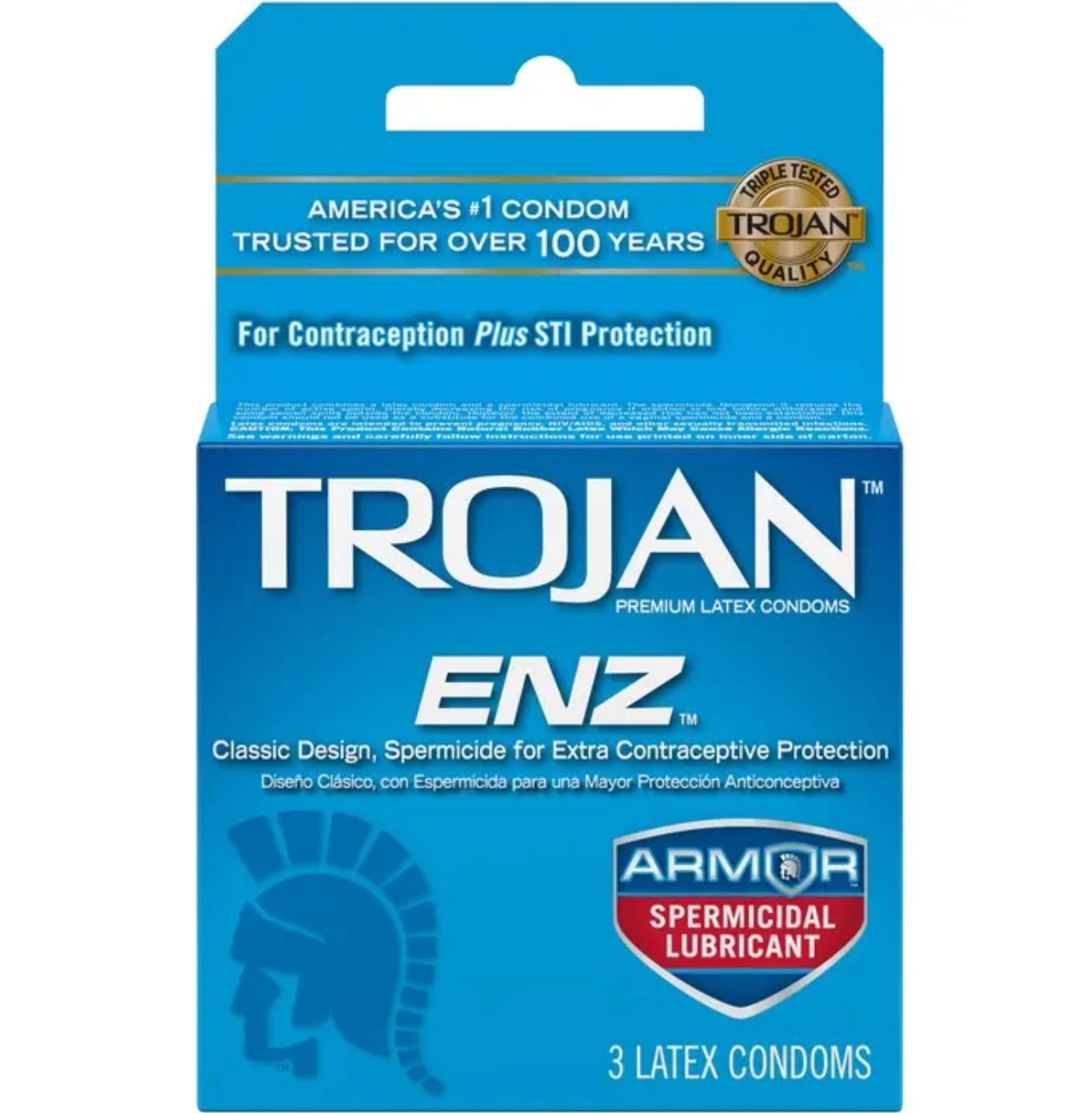CONDONES TROJAN ENZ CON ESPERMICIDA – CAJA 3 UNIDADES