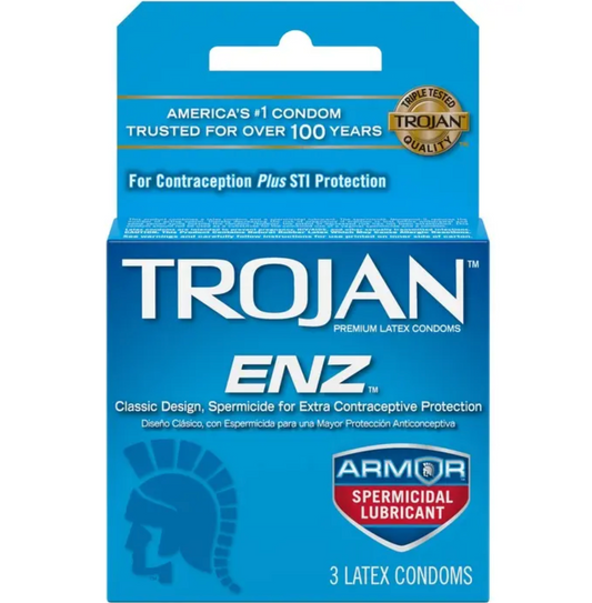 CONDONES TROJAN ENZ CON ESPERMICIDA – CAJA 3 UNIDADES