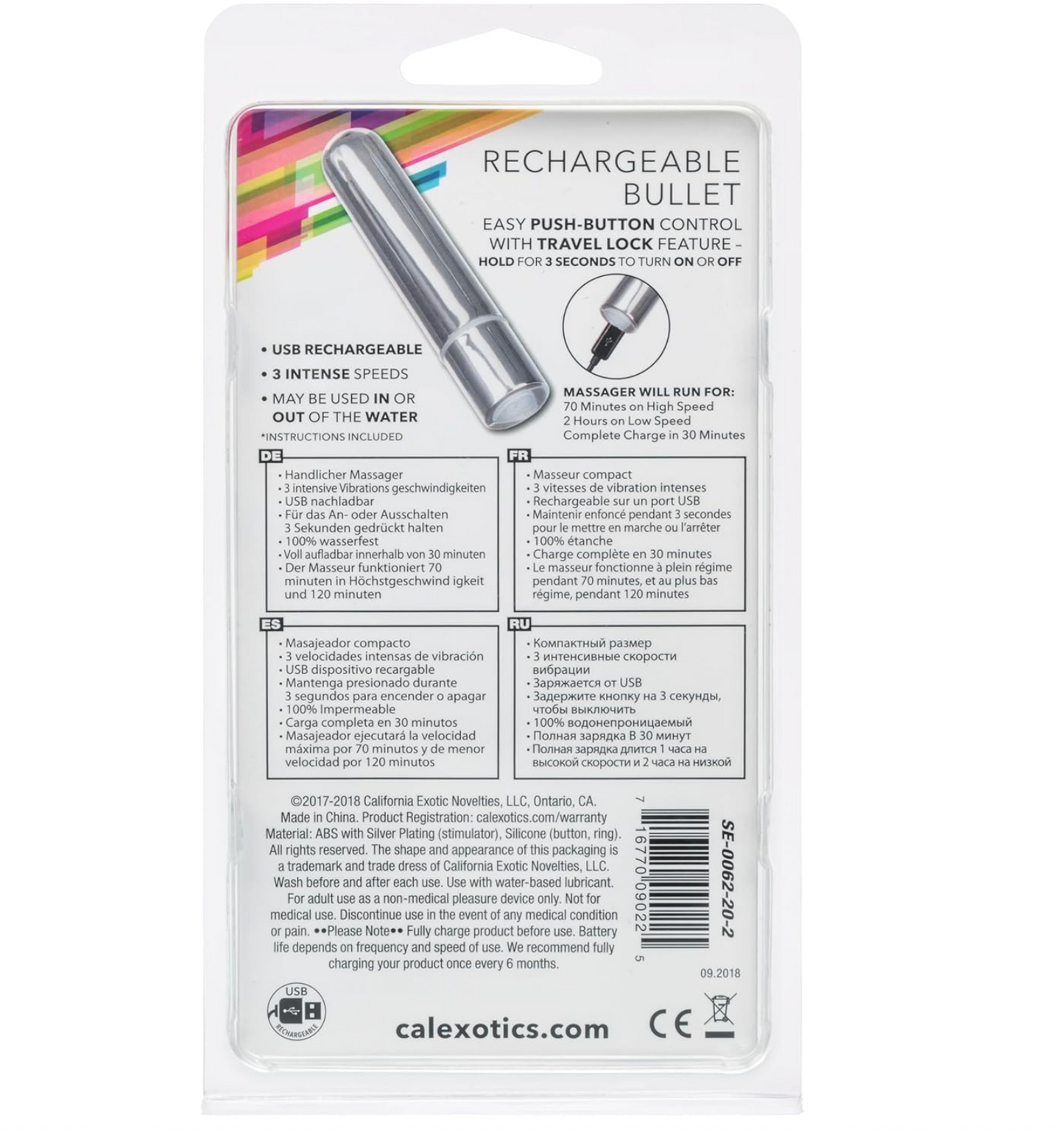 BALA VIBRADORA RECARGABLE USB CALEXOTICS – 3 VELOCIDADES INTENSAS IMPERMEABLE