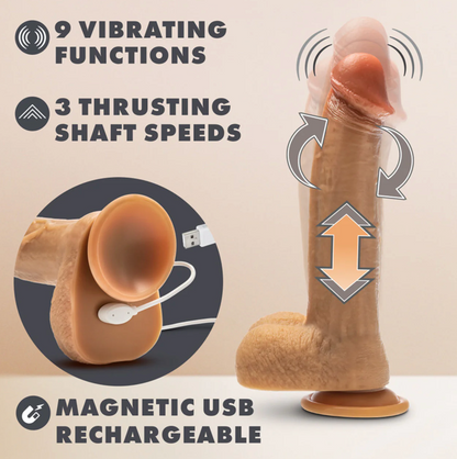 DILDO VIBRADOR Y EMPUJADOR DR. SKIN DR. PHILLIPS 8.5” RECARGABLE CON CONTROL REMOTO