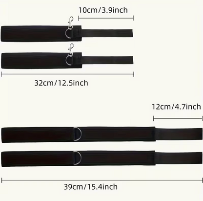 KIT DE ESPOSAS AJUSTABLES PARA MANOS Y PIERNAS – SET DE SUJECIÓN BDSM CON CADENA