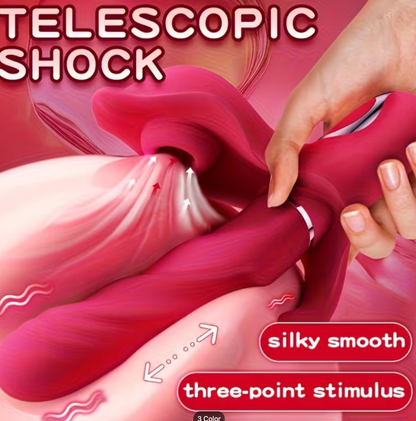 Conejo Telescópico 3X – Vibrador de Empuje Recargable con Triple Estimulación