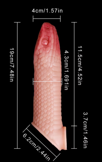 Cobra Sleeve™ Funda Extensora de Silicona con Textura de Cobra y Base de Succión