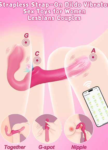 LA SANSÓN ROSADA-DILDO VIBRADOR TRIPLE ESTIMULACIÓN CONTROLADO POR APP – EXPERIENCIA SIN ARNÉS PARA ELLAS Y ELLOS
