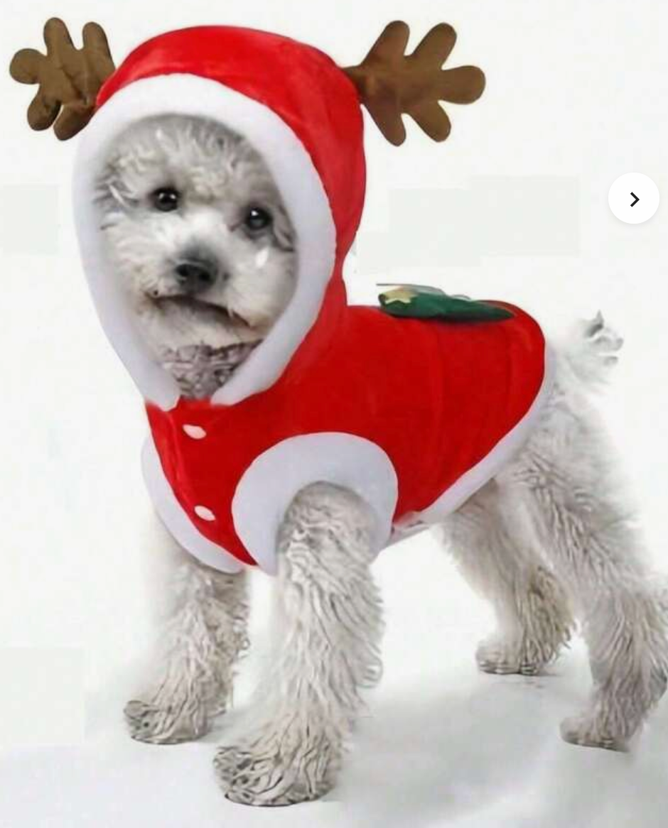 “Abrigo Navideño mascota  Reno Claus”