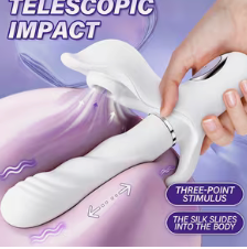 Conejo Telescópico 3X – Vibrador de Empuje Recargable con Triple Estimulación