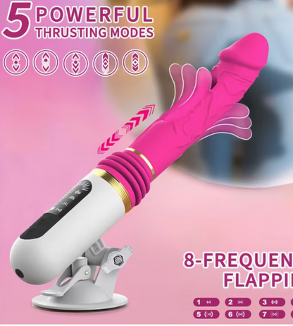 Vibrador de Empuje Automático Recargable USB con 5 Modos de Empuje y 8 Modos de Vibración