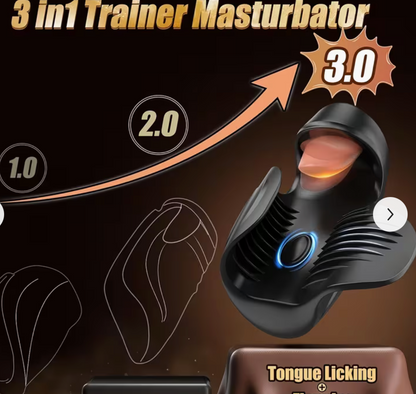 Masturbador Masculino Automático Recargable con Lengüeta Vibratoria 3 en 1