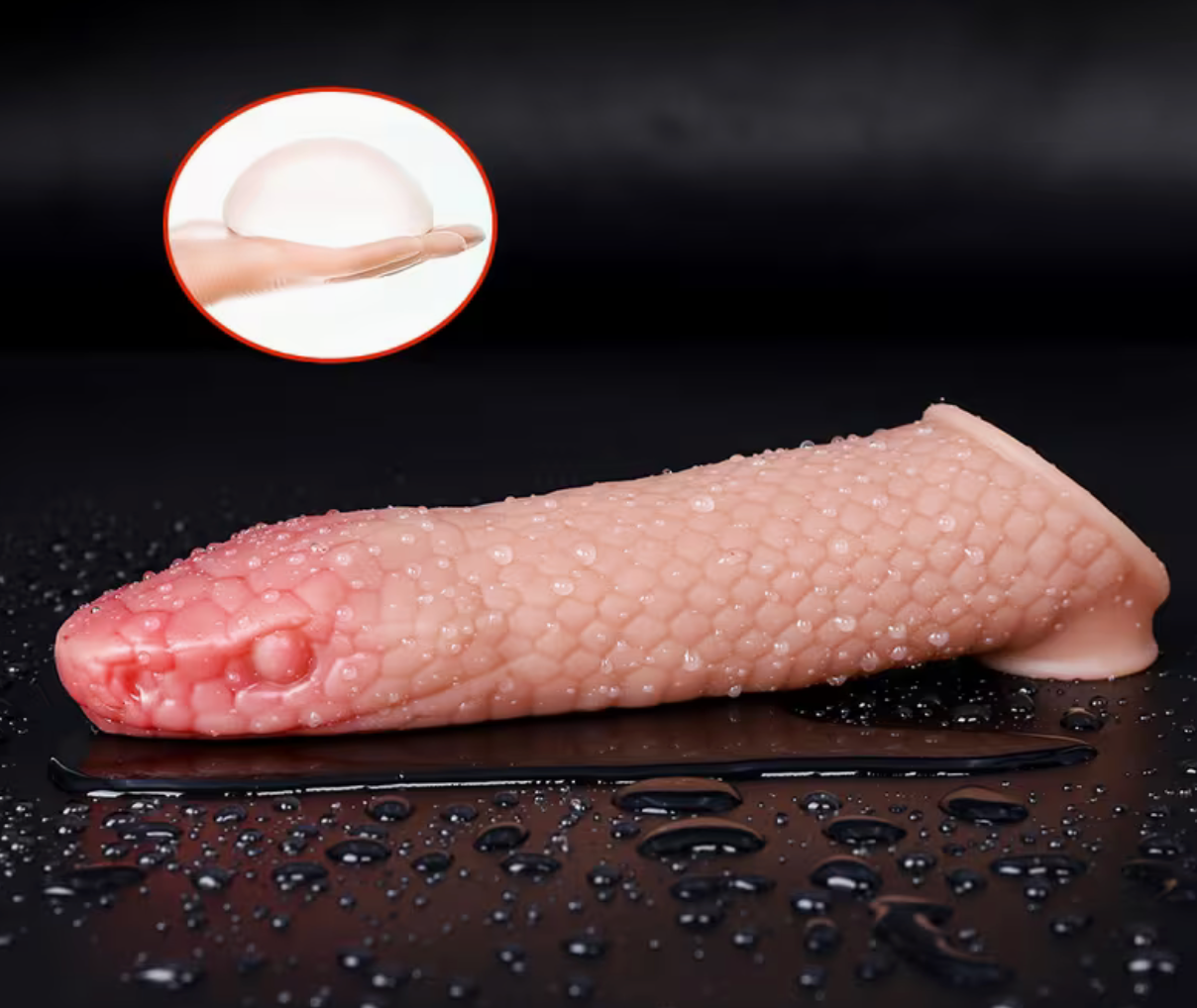 Cobra Sleeve™ Funda Extensora de Silicona con Textura de Cobra y Base de Succión