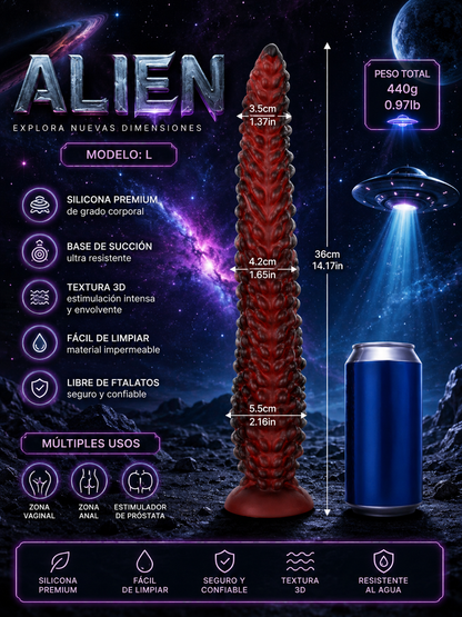 Alien – Dildo Premium de Silicona con Textura 3D y Base de Succión