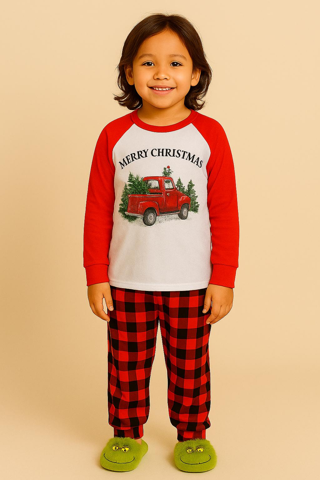 PIJAMAS NAVIDEÑAS DE NIÑO MERRY CHRISTMAS – CAMIONETA ROJA CLASICA AMALILI