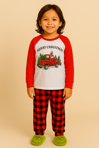PIJAMAS NAVIDEÑAS DE NIÑO MERRY CHRISTMAS – CAMIONETA ROJA CLASICA AMALILI