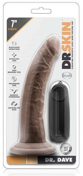 DR. SKIN - DR . DAVE -  DILDO VIBRADOR DE 7 PULGADAS CON VENTOSA