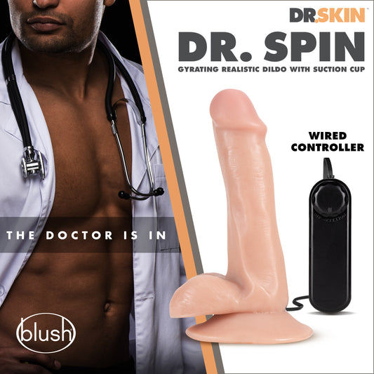 Dildo vibrador Dr Skin Dr Spin 6 pulgadas con rotación y control