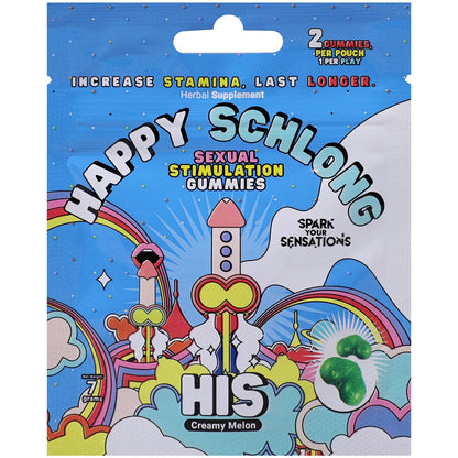 Happy Schlong HIS – Gummies de Estimulación Sexual Sabor Melón Cremoso para Él 🍈