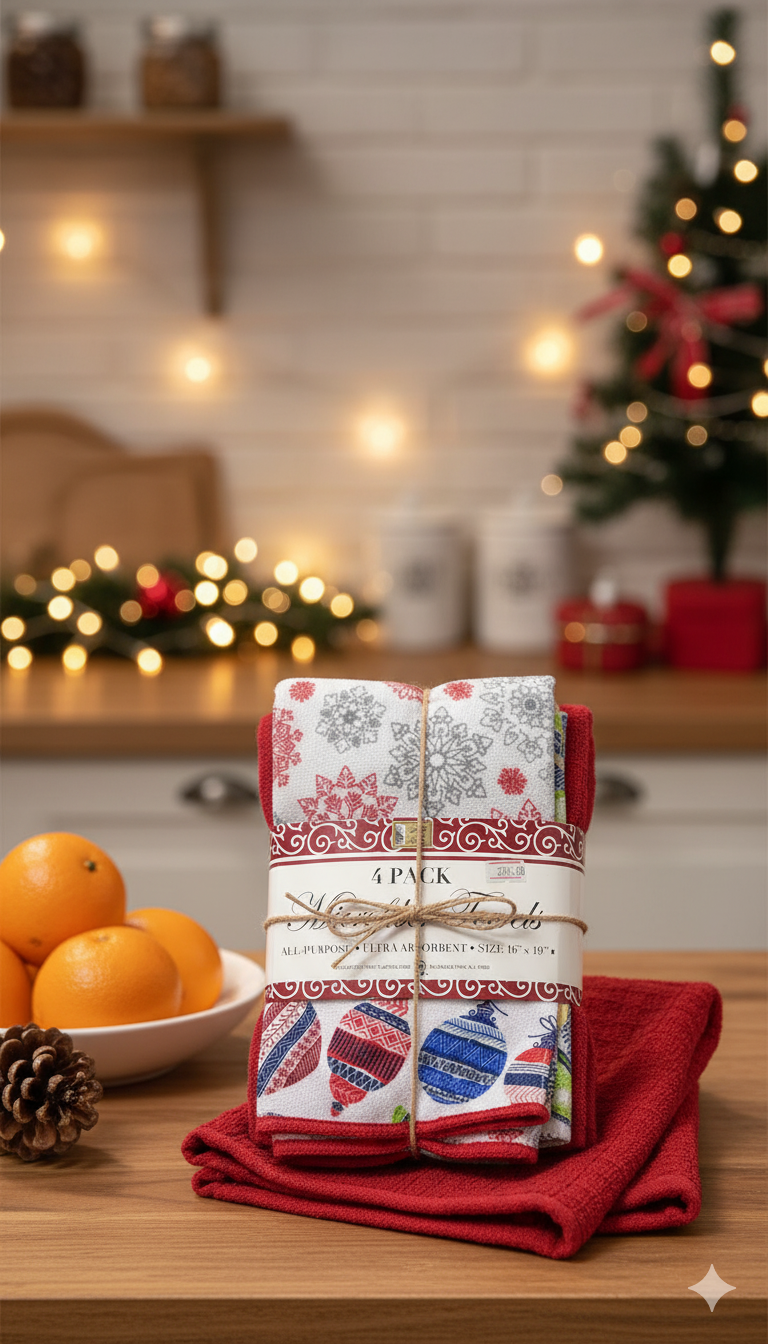 PAQUETE DE 4 TOALLAS DE MICROFIBRA NAVIDEÑAS – BETTER HOME