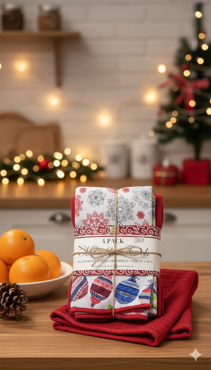 PAQUETE DE 4 TOALLAS DE MICROFIBRA NAVIDEÑAS – BETTER HOME