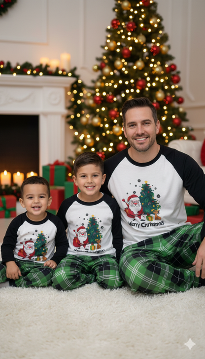 🎄 PIJAMA NAVIDEÑA MERRY CHRISTMAS CON PANTALÓN VERDE A CUADROS