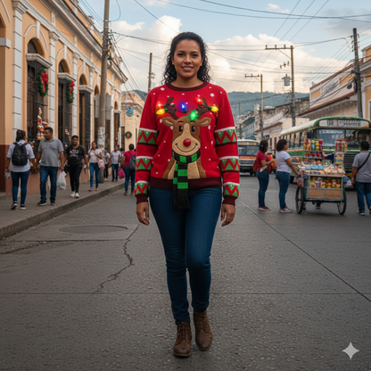 🦌 SUÉTER NAVIDEÑO DE RENO CON LUCES LED – ADULTO
