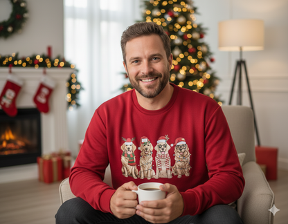 ❤️ SUÉTER NAVIDEÑO ROJO CON PERRITOS – TALLA L