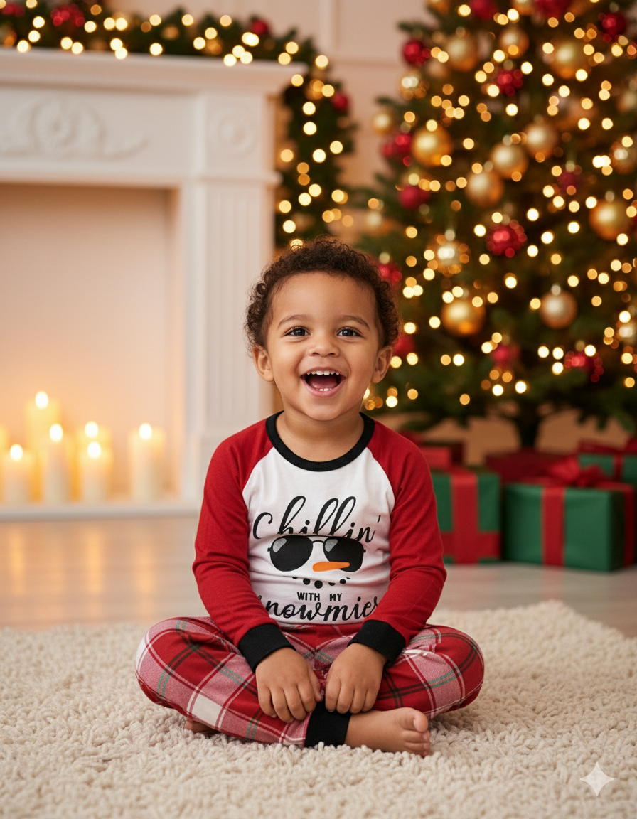 ❄️ PIJAMA NAVIDEÑA INFANTIL – “CHILLIN’ WITH MY SNOWMIES” – 2 AÑOS