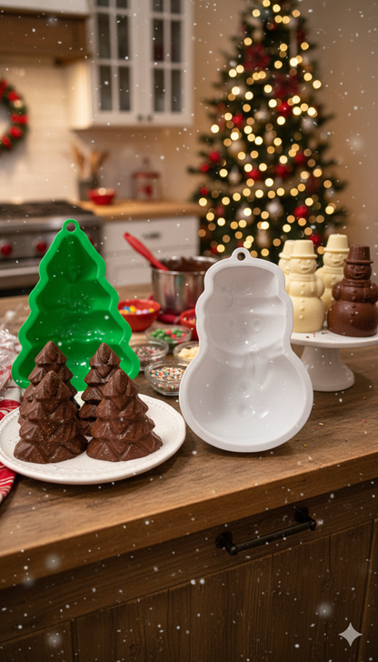 MOLDE DE SILICÓN NAVIDEÑO PARA REPOSTERÍA – ÁRBOL DE NAVIDAD O MUÑECO DE NIEVE