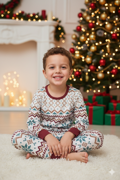 🤎 PIJAMA NAVIDEÑA INFANTIL ESTAMPADO INVERNAL – 4 AÑOS