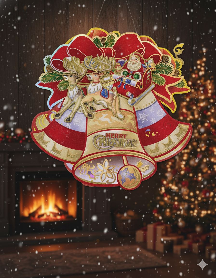 TICKER NAVIDEÑO GRANDE CON SANTA Y RENOS – MERRY CHRISTMAS BRILLANTE