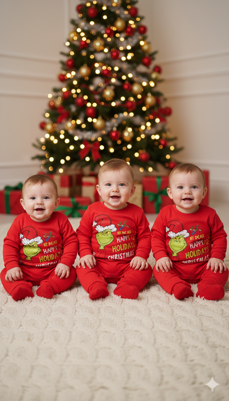 PIJAMAS Y MAMELUCOS NAVIDEÑOS FAMILIAR “GRINCH FELIZ NAVIDAD” – AMALILI 2024