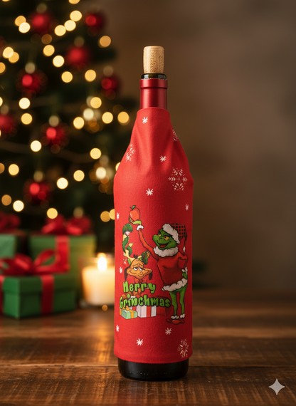 FUNDA NAVIDEÑA PARA BOTELLA – MERRY GRINCHMAS