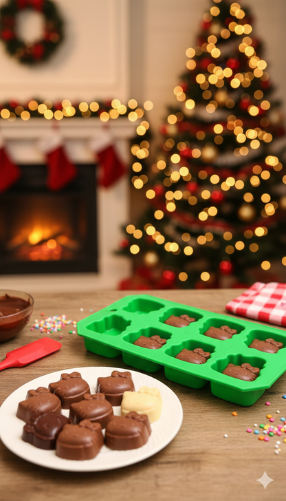 MOLDE DE SILICÓN NAVIDEÑO PARA CHOCOLATES O HIELOS – MUÑECO DE NIEVE