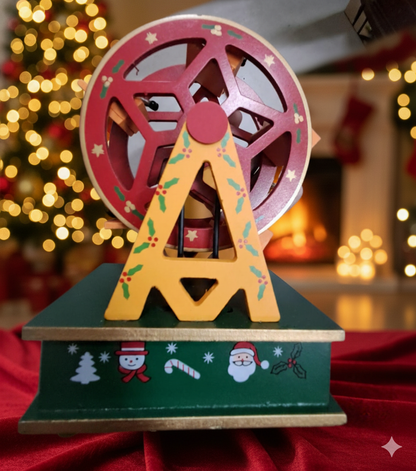 🎡🎄 RUEDA DE LA FORTUNA NAVIDEÑA DE MADERA – DECORACIÓN CLÁSICA ARTESANAL