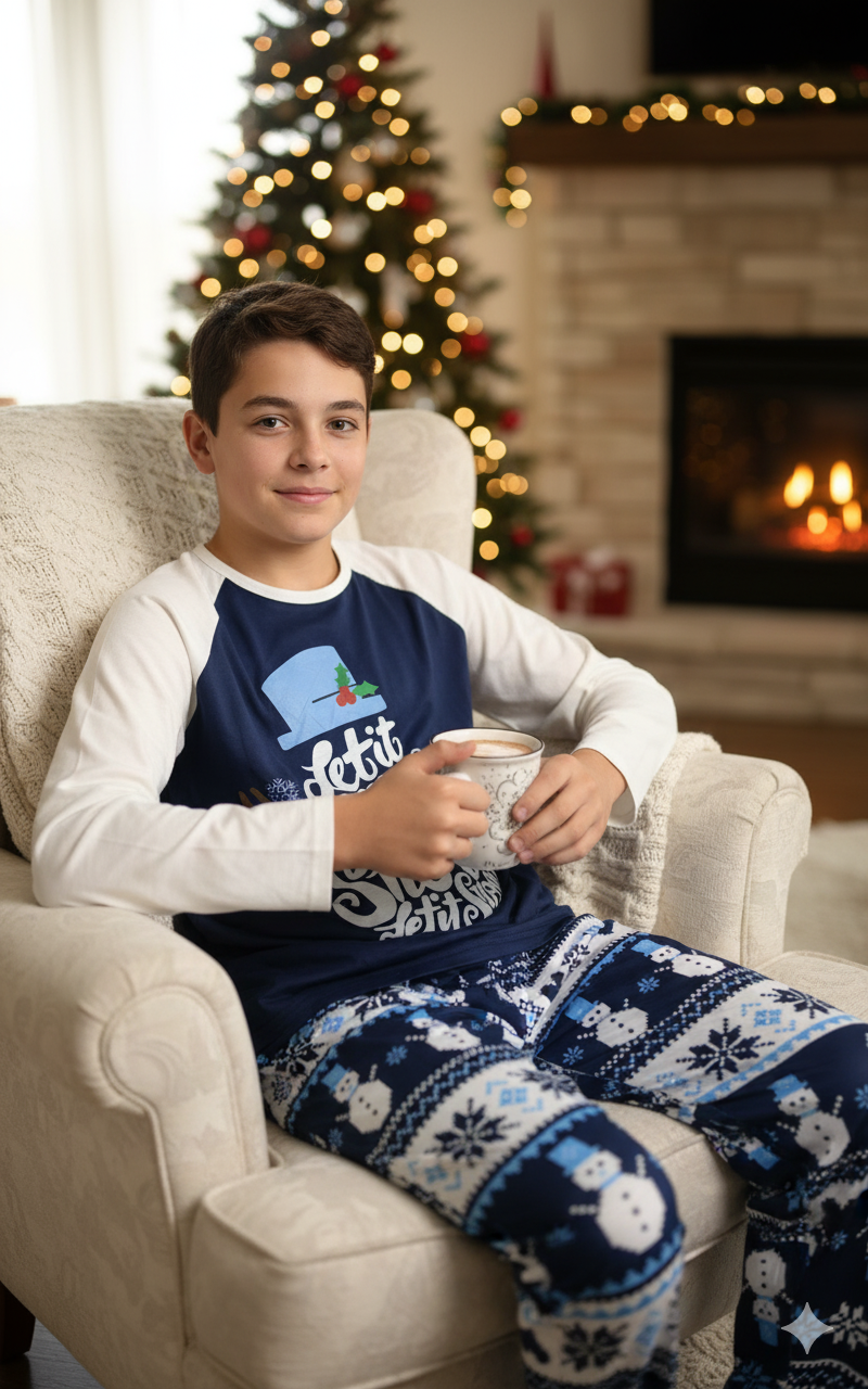 💙 PIJAMA NAVIDEÑA INFANTIL “LET IT SNOW” – 14 AÑOS