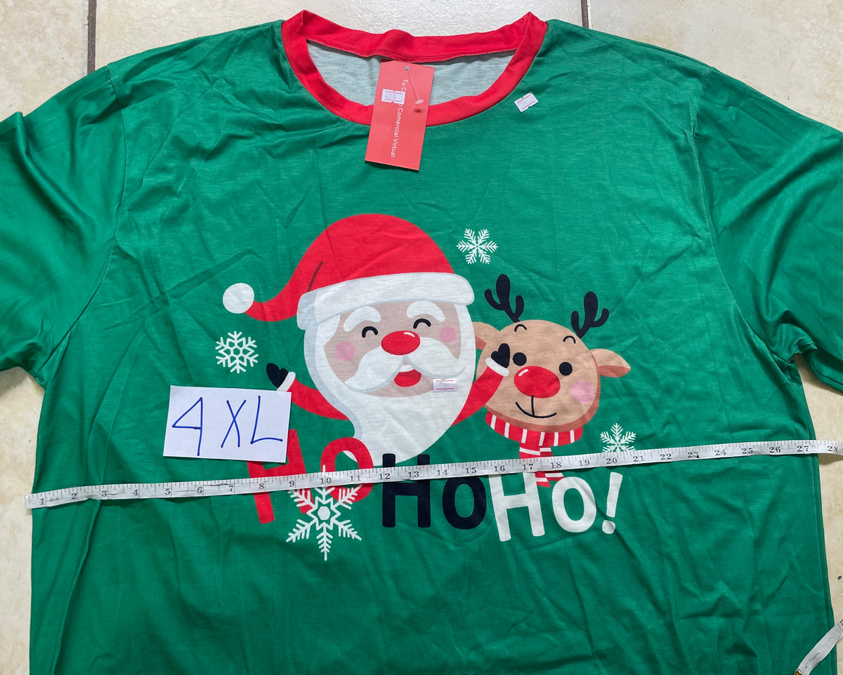 PIJAMA NAVIDEÑA VERDE “HO HO HO” CON SANTA Y RENO – AMALILI 2024