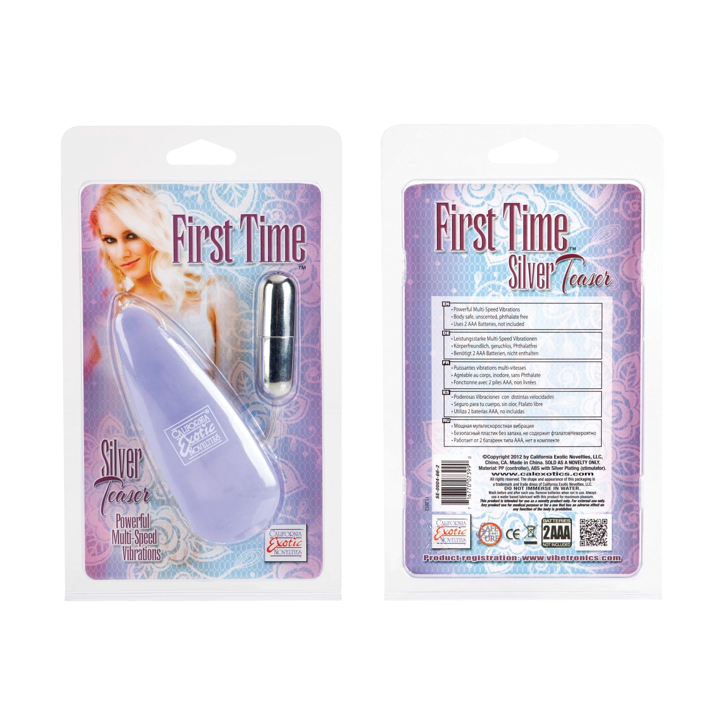 Huevo vibrador first time silver teaser con control alámbrico multi velocidad