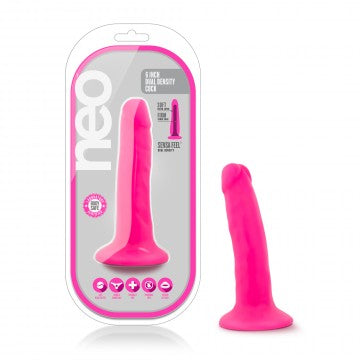 DILDO NEO REALISTA  Y BRILLANTE DE 5,5PULGADAS COLOR ROSA NEON