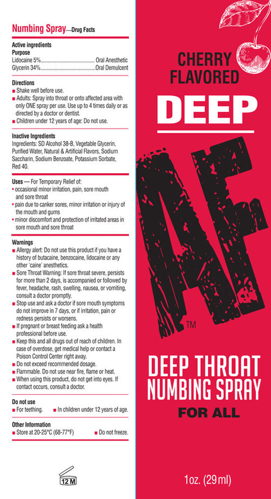 Spray desinbilizante deep throat sabor cereza con lidocaína 5% 30 ml