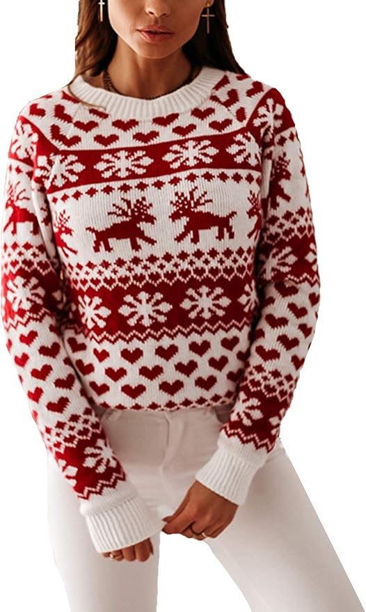 🧣 SUÉTER NAVIDEÑO CORAZONES Y RENOS – EDICIÓN ROMÁNTICA