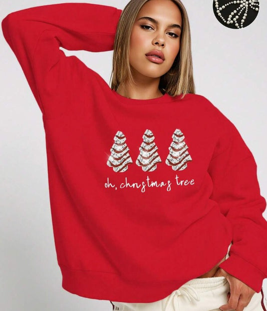 🎄 SUÉTER NAVIDEÑO “OH CHRISTMAS TREE” – ROJO BRILLANTE
