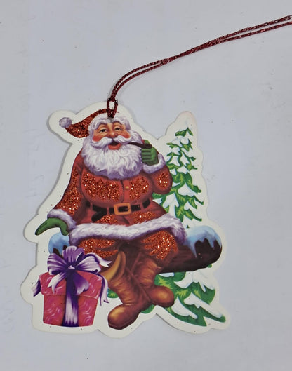 🎅 ADORNOS COLGANTES PAPÁ NOEL CON BRILLO