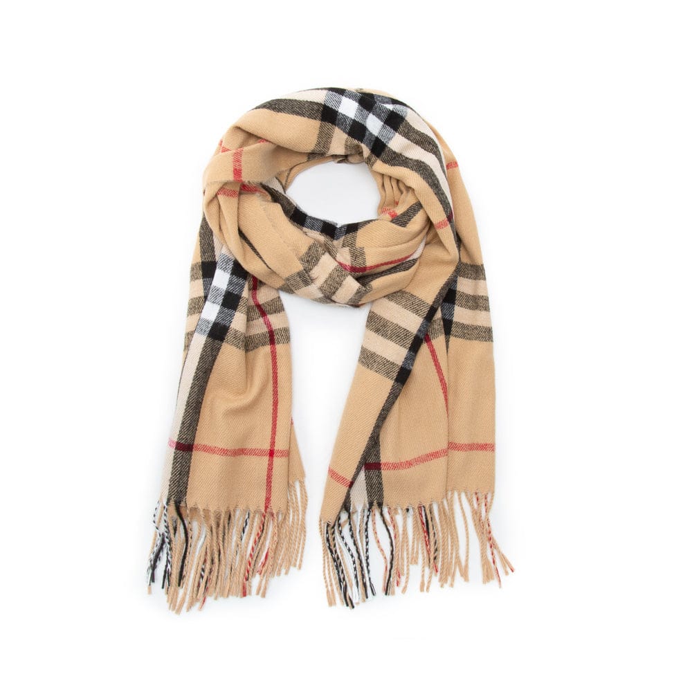 🧣 BUFANDA CLÁSICA BEIGE A CUADROS – ESTILO ELEGANTE Y CÁLIDO