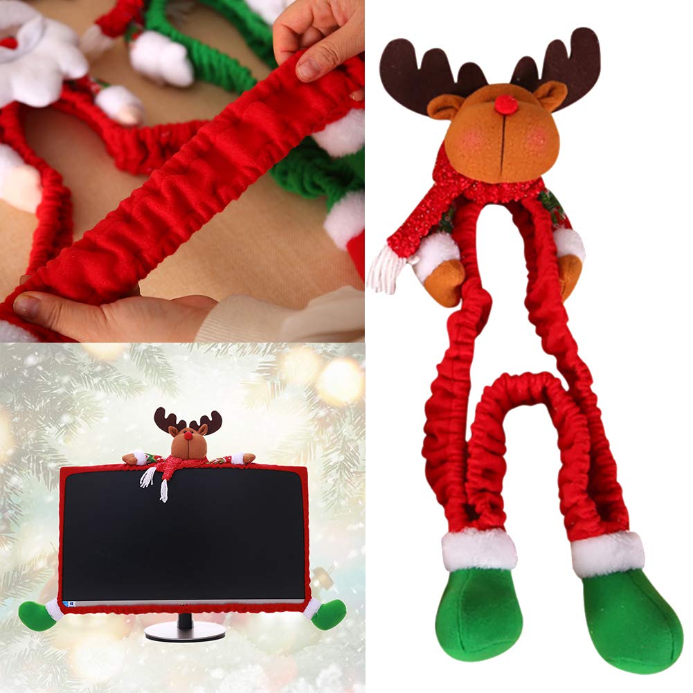 🎅 DECORACIÓN NAVIDEÑA PARA PANTALLA O MONITOR – RENO FESTIVO AJUSTABLE