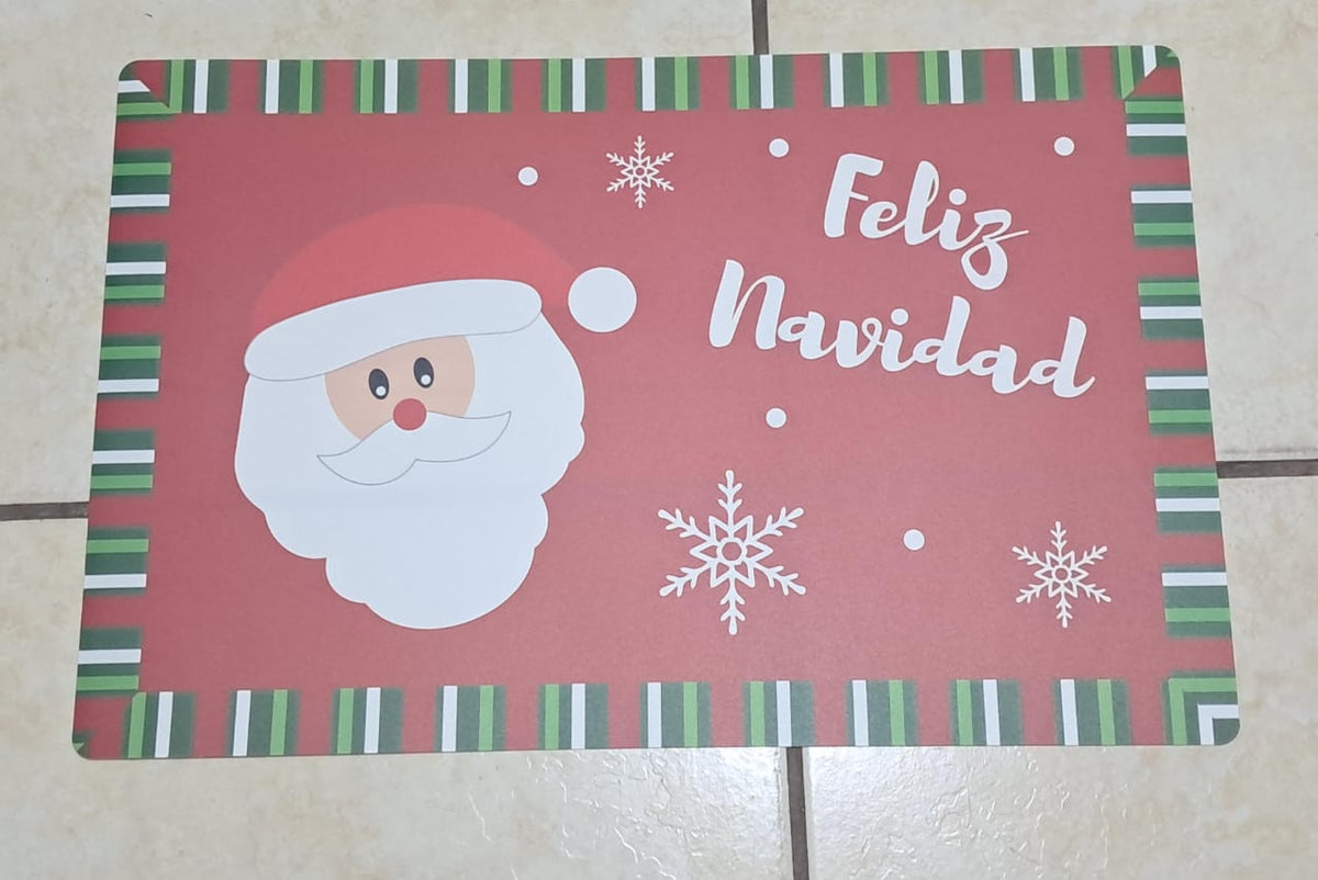 🎄INDIVIDUAL NAVIDEÑO “FELIZ NAVIDAD” CON DISEÑO DE SANTA