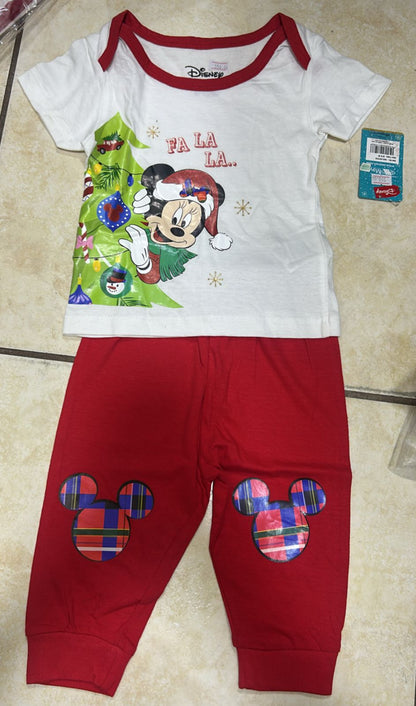 🎅 PIJAMA NAVIDEÑA DISNEY PARA BEBÉ – MICKEY MOUSE FA LA LA (12 MESES)