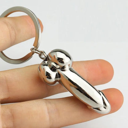 LLAVERO METÁLICO PENE FÁLICO DECORATIVO DE ACERO PULIDO