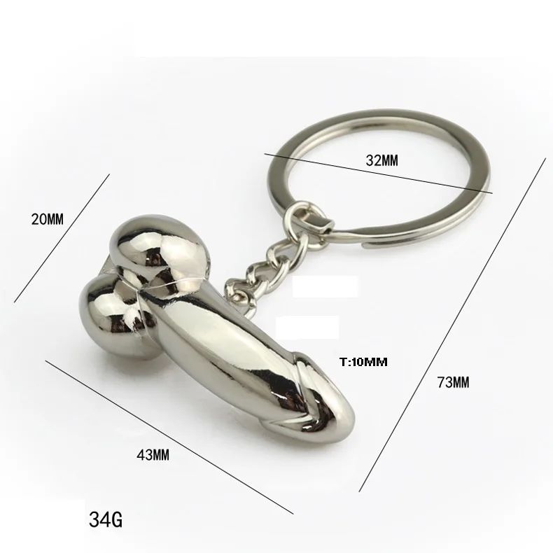 LLAVERO METÁLICO PENE FÁLICO DECORATIVO DE ACERO PULIDO