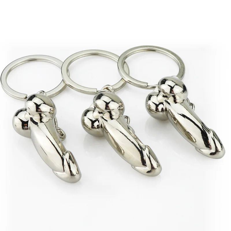 LLAVERO METÁLICO PENE FÁLICO DECORATIVO DE ACERO PULIDO