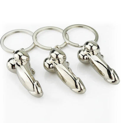 LLAVERO METÁLICO PENE FÁLICO DECORATIVO DE ACERO PULIDO